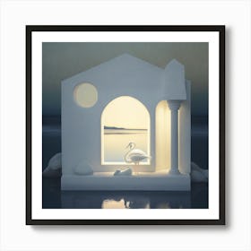 Swan In A Scene Art Print