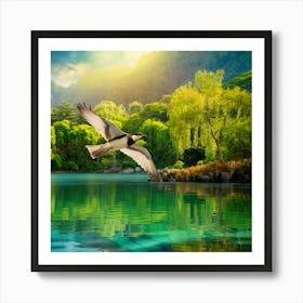 Bird On Lake Art Print