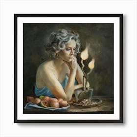 Woman With A Candle Art Print