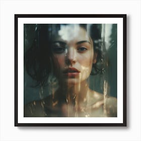 Portrait Of A Woman In The Rain Art Print