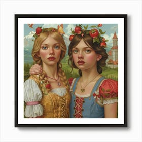 Two Girls In A Castle Art Print