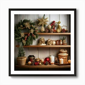 Firefly Charming Holiday Shelf With Festive Christmas Décor 70281 (2) Art Print