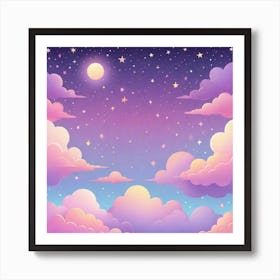 Sky With Twinkling Stars In Pastel Colors Square Composition 222 Art Print