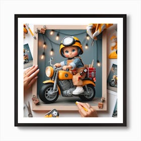 Kid On A Motorcycle Art Print