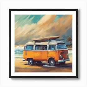 Vw Bus On The Beach 2 Art Print