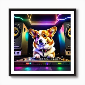 Corgi Dj 2 Art Print