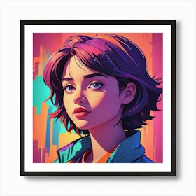 Girl In A Colorful Jacket Art Print