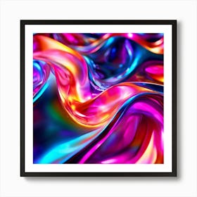 3d Light Colors Holographic Abstract Future Movement Shapes Dynamic Vibrant Flowing Lumi (19) Art Print