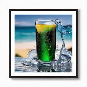 Green Drink On The Beach Art Print