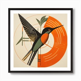 Retro Bird Lithograph Hummingbird 1 Art Print
