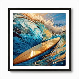 Surfboard In The Wave Art Print