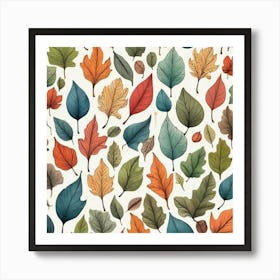 Autumn Leaves Seamless Pattern 5 Art Print