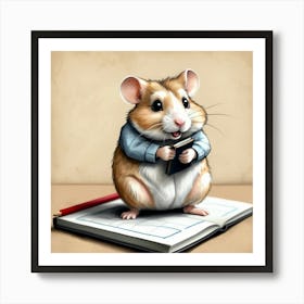 Hamster Reading A Book 10 Art Print