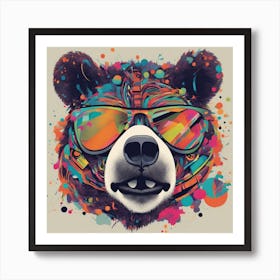 Bear, New Poster For Ray Ban Speed, In The Style Of Psychedelic Figuration, Eiko Ojala, Ian Davenpor Art Print
