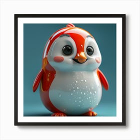 Cute Red Penguin  Art Print