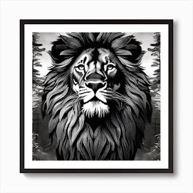 Lion In The Forest 30 Art Print