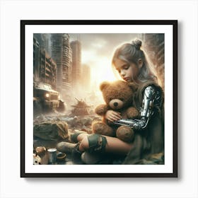 Little Girl With Teddy Bear 16 Art Print