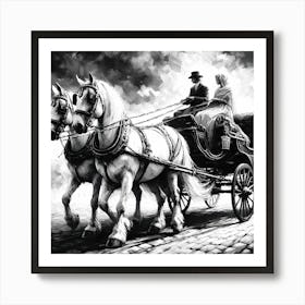 Carriage With Two Horses Art Print