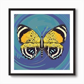 Mechanical Butterfly The Callicore Aegina On A Blue Background Art Print