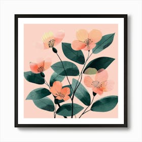 Peach Flowers Art Print