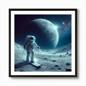 Astronaut On The Moon Art Print