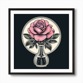 Pink Rose In A Vase 1 Art Print