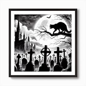 Halloween Cemetery Art Print