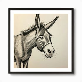 Donkey Drawing Art Print