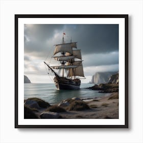 Old Ship At Sea Art Print