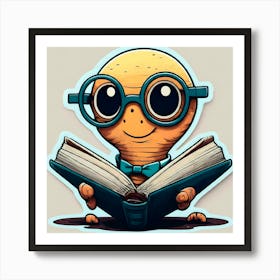 Alien Reading A Book Art Print