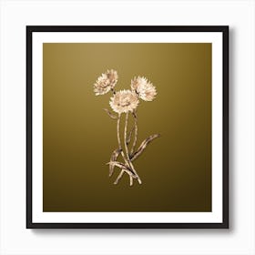 Gold Botanical Helichrysum Flower Branch on Dune Yellow Art Print