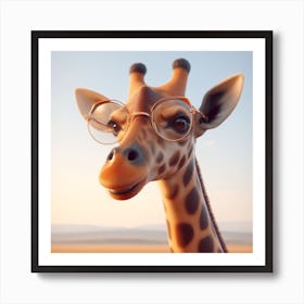 Giraffe With Glasses Art Print