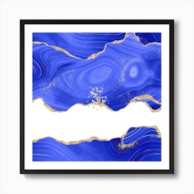 Royal Blue & Gold Agate Texture 05 Art Print