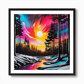 Sunset In The Woods 4 Art Print