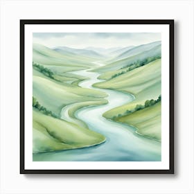 Watercolor Landscape Painting Art Print