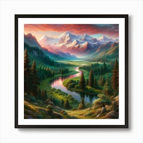 Sunset Over The Mountains Art Print