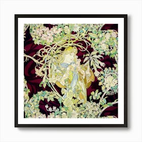 Panel Entitled “Femme À Marguerite” Or Woman With Daisy, Alphonse Maria Mucha Art Print