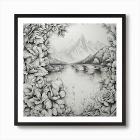 Landscape With Flowers  Art Print