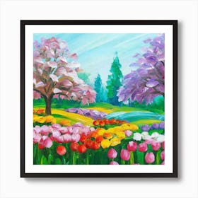 a flower garden in spring 9 Art Print