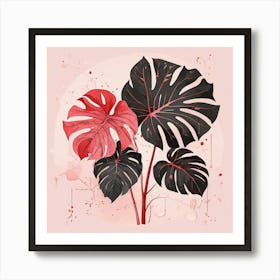 Pink And Red Plant Illustration Munster Thai Cons tell Art Print