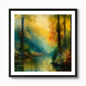 River In The Spring Forest Art Print