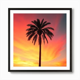 Sunset Palm Tree Art Print