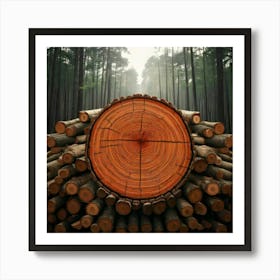 Firefly Log, Forest, Wood, Firewood, Cut, Pile, Cut Off, Tree, Ring, Ingredient, Timbering, Brown, L (3) Art Print