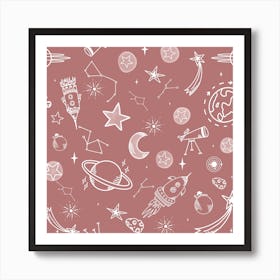 Space Voyage Rose Art Print