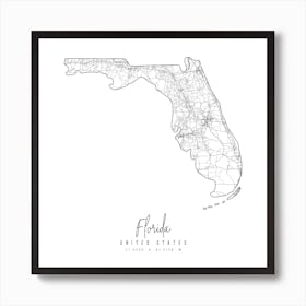 Florida Minimal Street Map Square Art Print