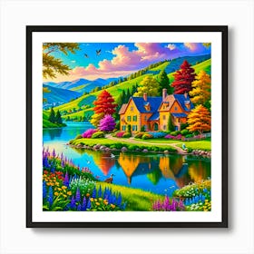 Landscape By The Lake Art Print