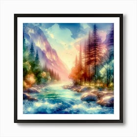 Landscape Watercolor Painting Art Print