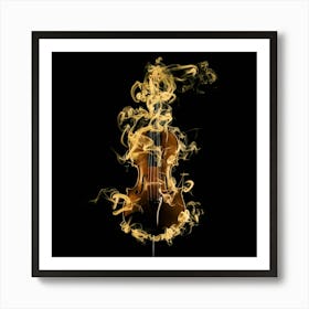 Violin In Flames 1 Art Print