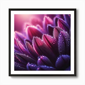 Purple Flower With Dew Drops Art Print