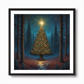 Christmas Tree In The Forest 88 Art Print